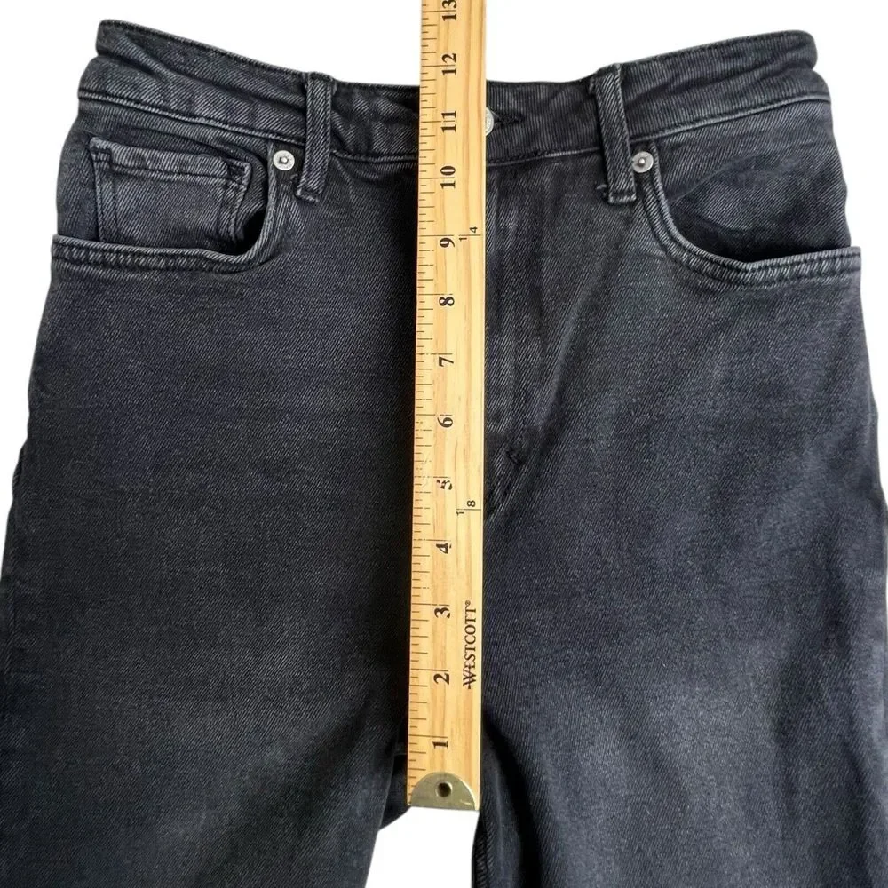 We The Free Womens 28 Black High‎ Rise Raw Hem Cropped Straight Leg Jeans